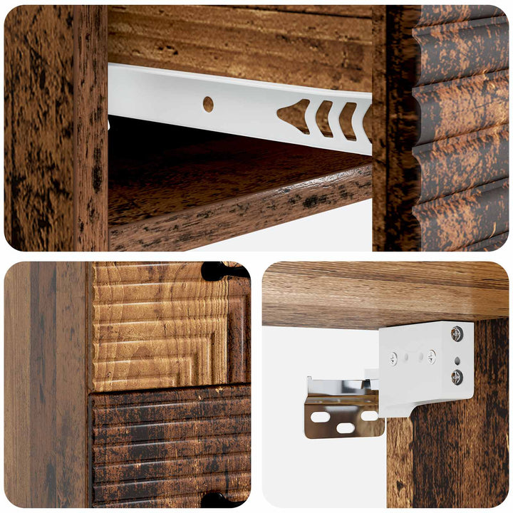 Væghængt Natbord med skuffe 2 pcs Gammelt træ 34,5 x 33 x 40 cm