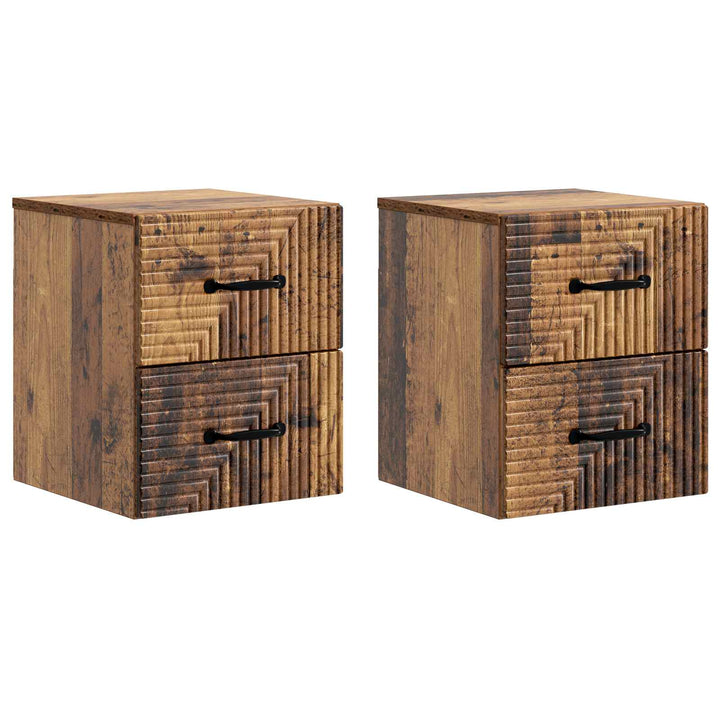 Væghængt Natbord med skuffe 2 pcs Gammelt træ 34,5 x 33 x 40 cm