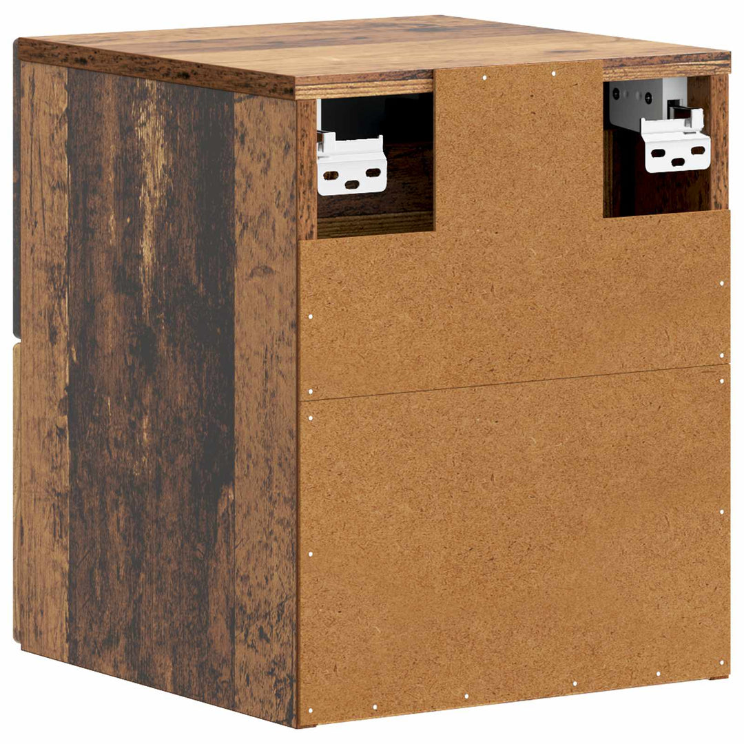 Væghængt Natbord med skuffe 2 pcs Gammelt træ 34,5 x 33 x 40 cm