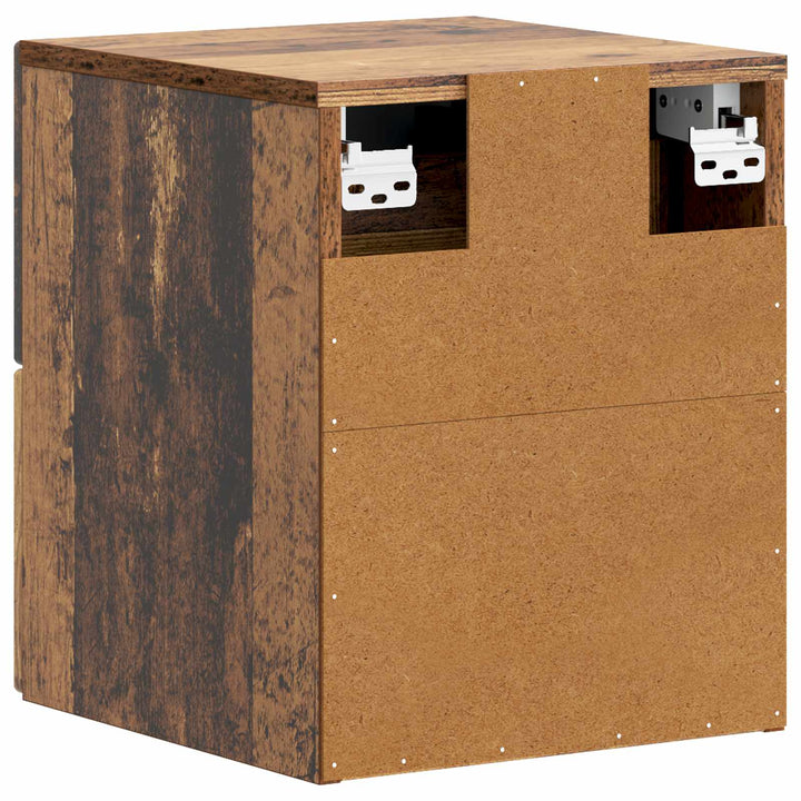 Væghængt Natbord med skuffe 2 pcs Gammelt træ 34,5 x 33 x 40 cm