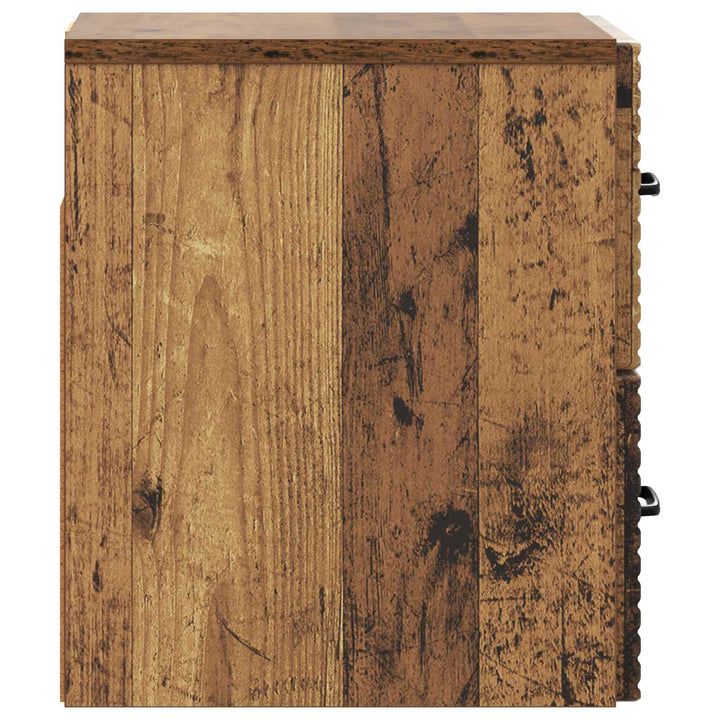 Væghængt Natbord med skuffe 2 pcs Gammelt træ 34,5 x 33 x 40 cm