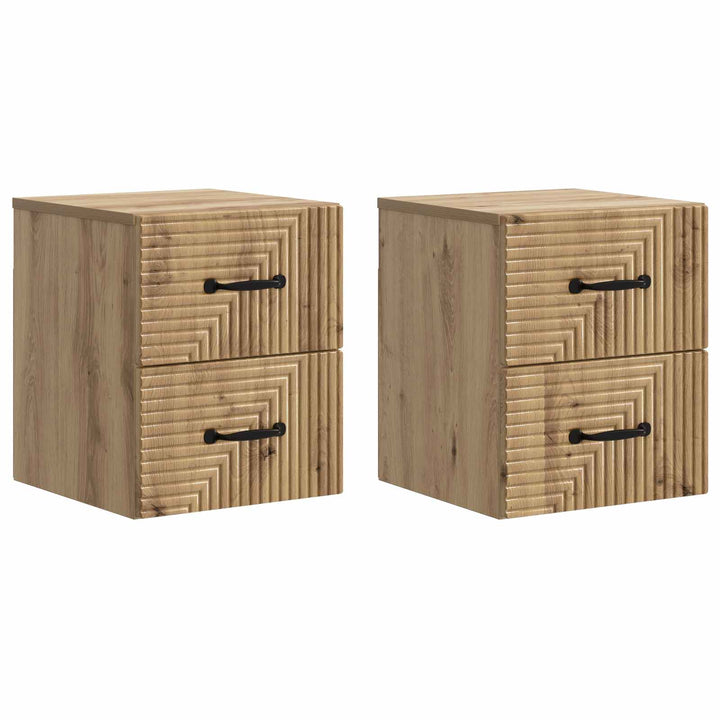 Væghængt Natbord med skuffe 2 pcs Artisan-eg 34,5 x 33 x 40 cm