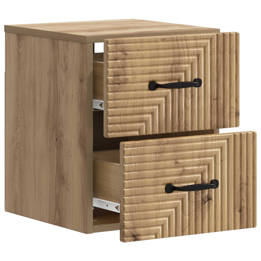 Væghængt Natbord med skuffe 2 pcs Artisan-eg 34,5 x 33 x 40 cm