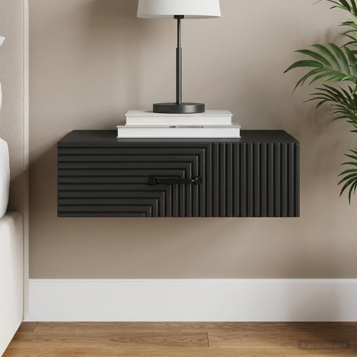Væghængt Sideskab 59 x 34,5 x 17 cm Konstrueret træ Sort