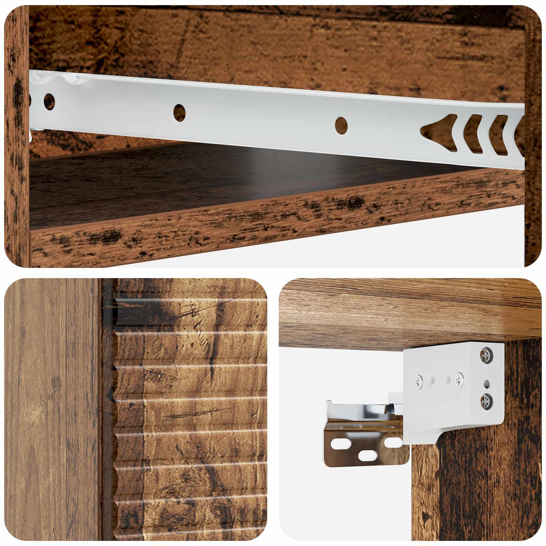 Væghængt Sideskab 59 x 34,5 x 17 cm Konstrueret træ Gammelt træ