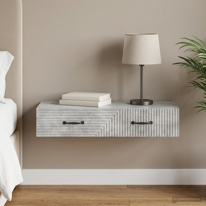 Væghængt Sideskab 87,5 x 34,5 x 17 cm Konstrueret træ Betongrå