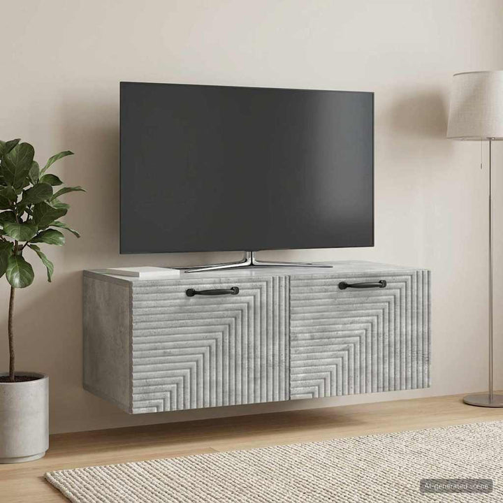 Væghængt TV-skab Betongrå 78,5 x 41 x 30 cm Konstrueret træ