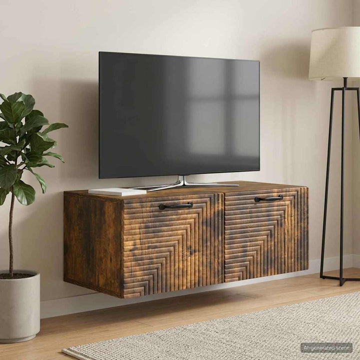 Væghængt TV-skab Røget eg 78,5 x 41 x 30 cm Konstrueret træ