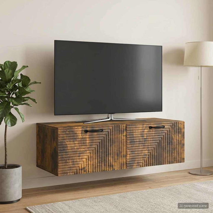 Væghængt TV-skab Røget eg 98 x 41 x 30 cm Konstrueret træ