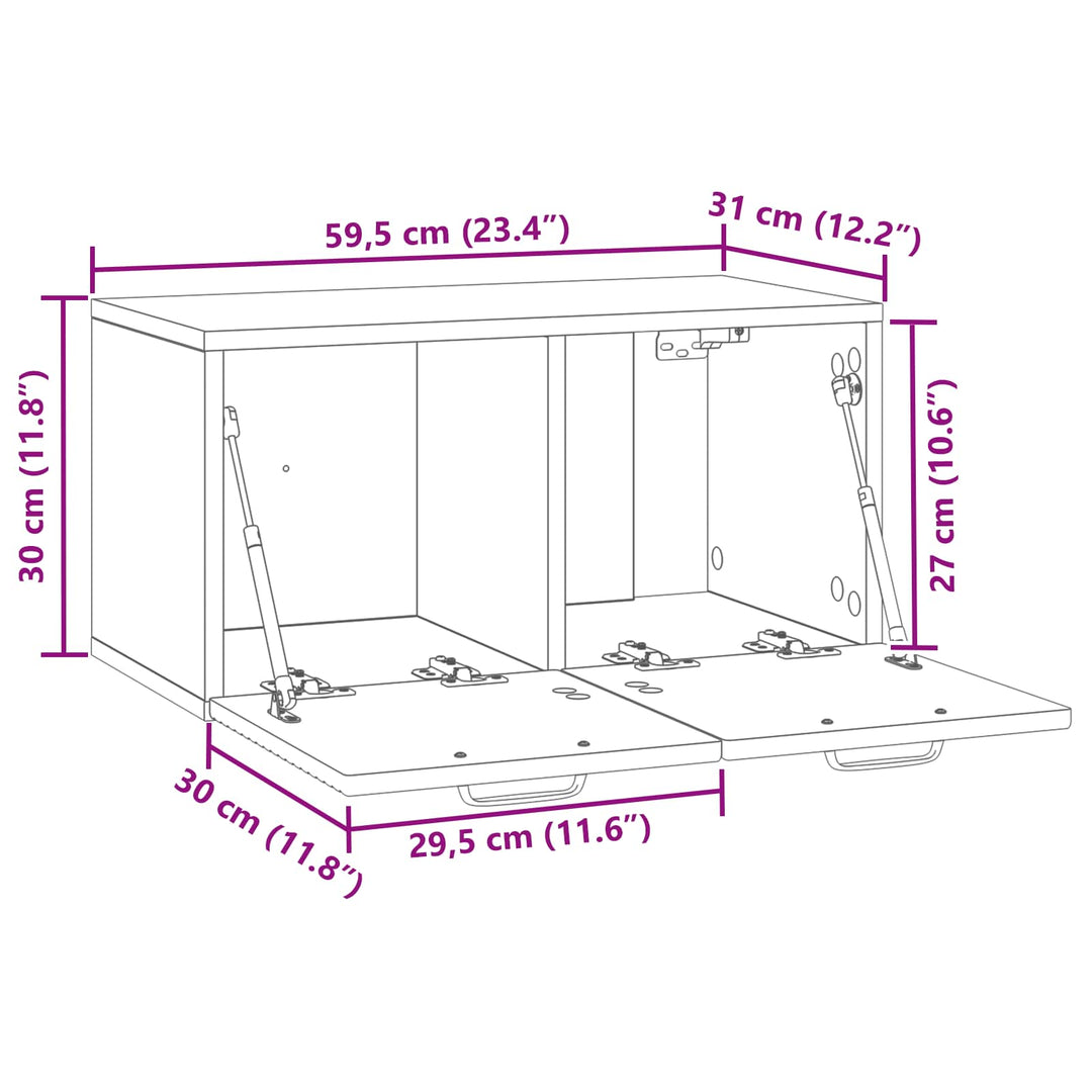 Væghængt TV-skab Sort 59,5 x 31 x 30 cm Konstrueret træ