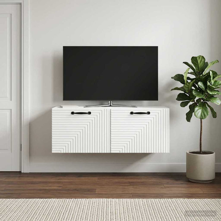 Væghængt TV-skab Hvid 78,5 x 31 x 30 cm Konstrueret træ