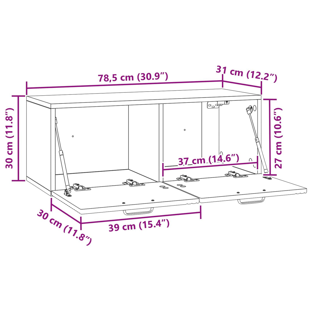 Væghængt TV-skab Artisan-eg 78,5 x 31 x 30 cm Konstrueret træ
