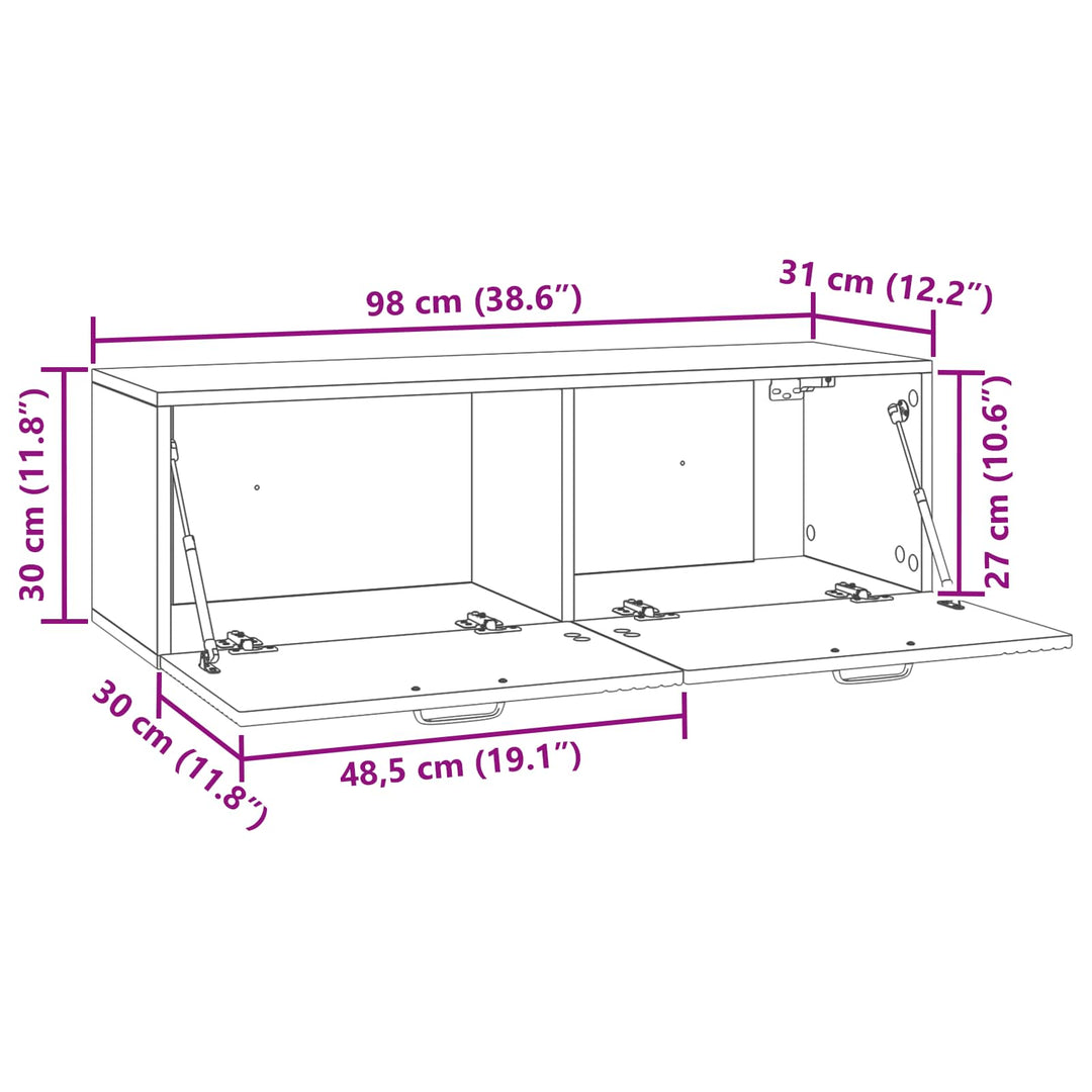 Væghængt TV-skab Betongrå 98 x 31 x 30 cm Konstrueret træ