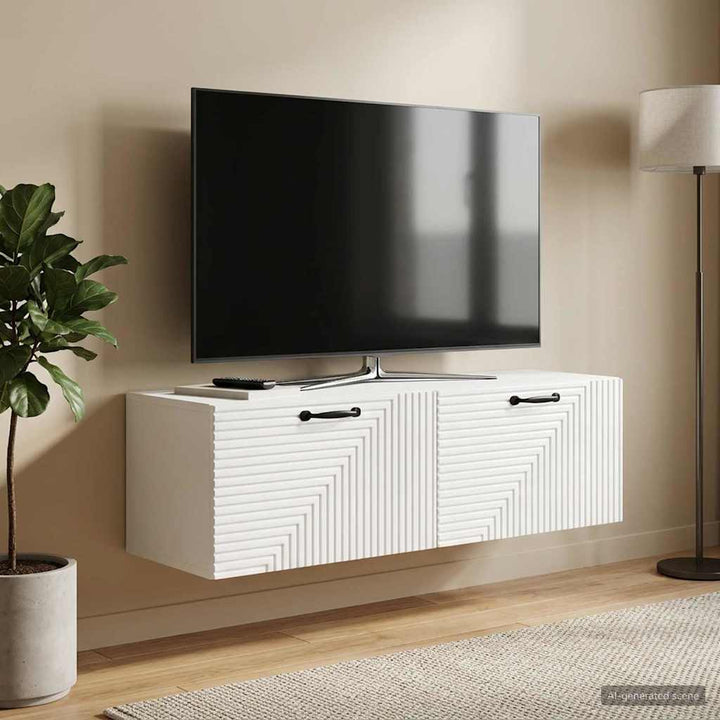 Væghængt TV-skab Hvid højglans 98 x 31 x 30 cm Konstrueret træ