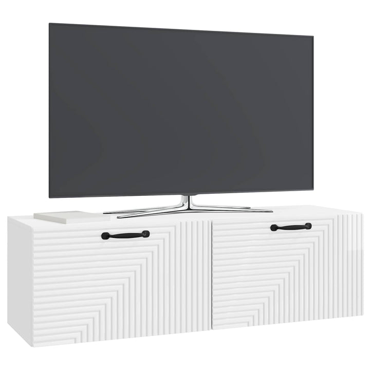 Væghængt TV-skab Hvid højglans 98 x 31 x 30 cm Konstrueret træ