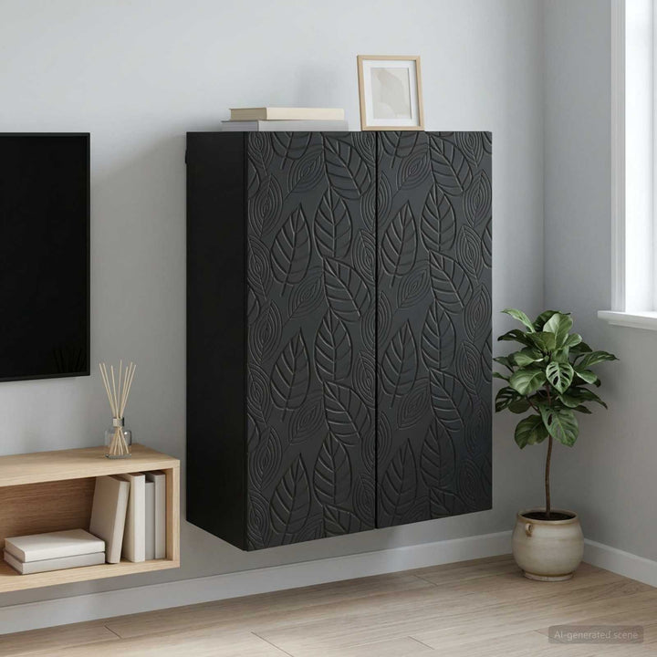 Vægmonteret skab 66 x 34,5 x 90 cm Konstrueret træ Sort
