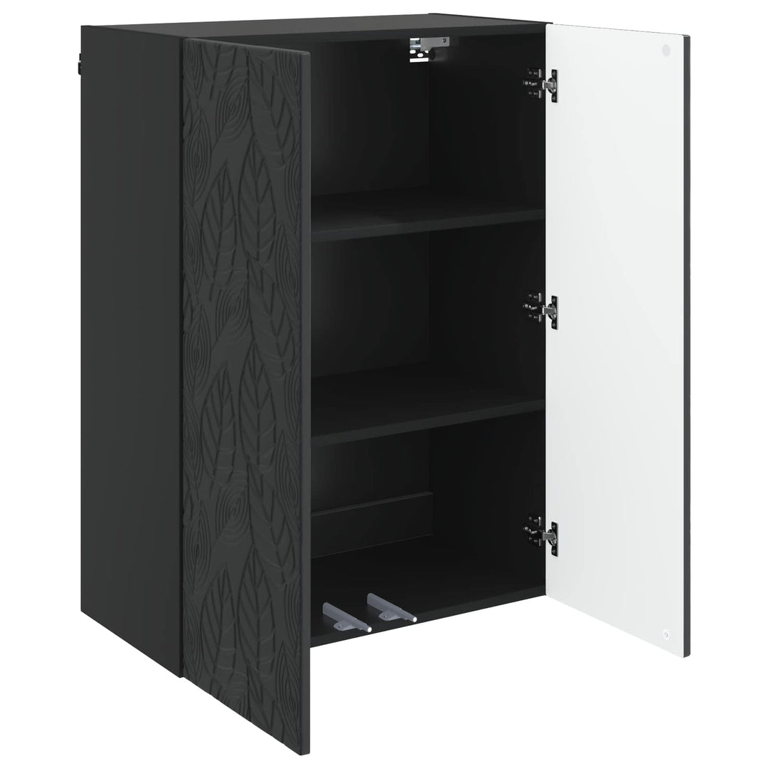 Vægmonteret skab Sort 66 x 34,5 x 90 cm Konstrueret træ