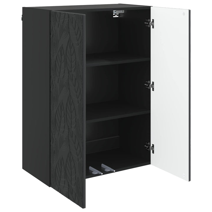 Vægmonteret skab Sort 66 x 34,5 x 90 cm Konstrueret træ