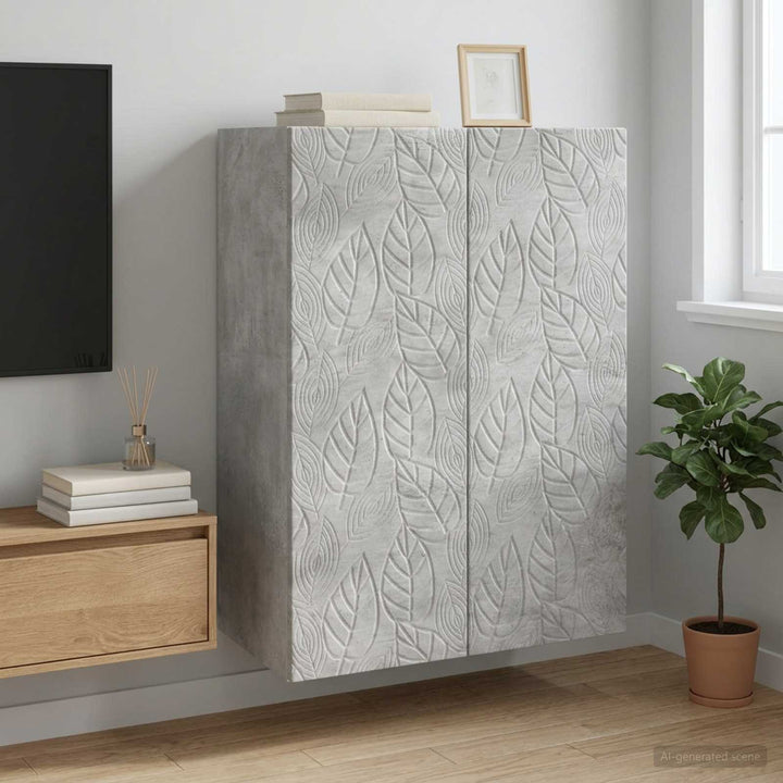 Vægmonteret skab 66 x 34,5 x 90 cm Konstrueret træ Betongrå