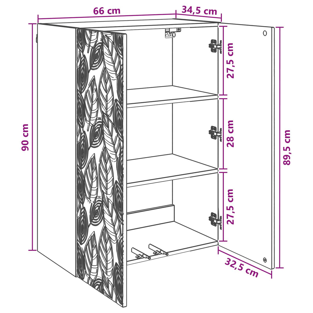 Vægmonteret skab 66 x 34,5 x 90 cm Konstrueret træ Røget eg