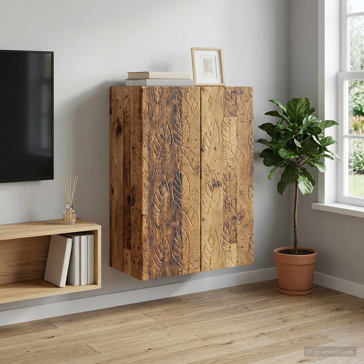 Vægmonteret skab 66 x 34,5 x 90 cm Konstrueret træ Gammelt træ