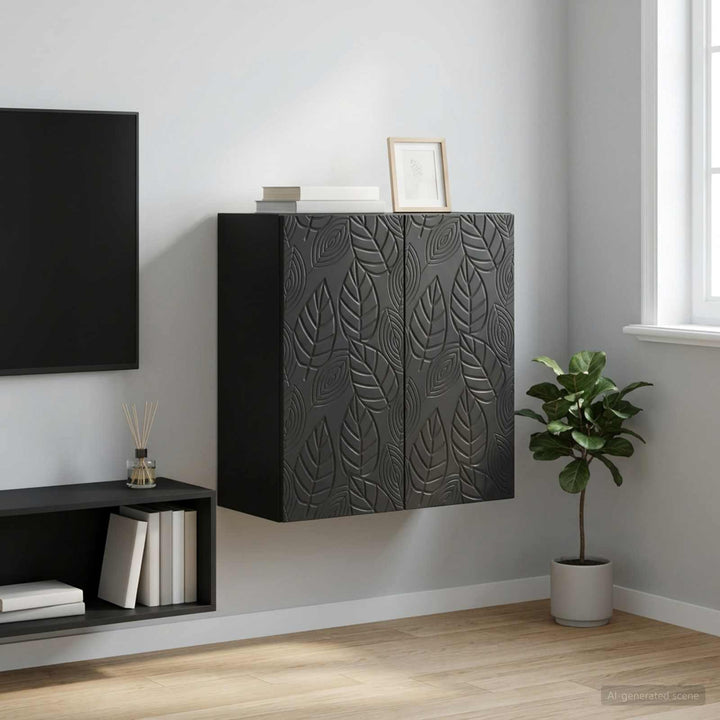 Vægmonteret skab 59 x 31 x 60 cm Konstrueret træ Sort