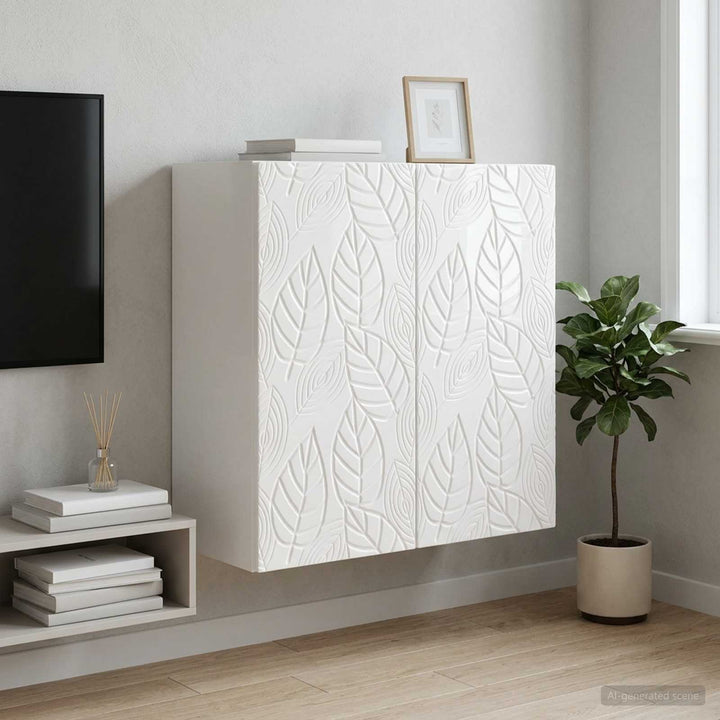 Vægmonteret skab 59 x 31 x 60 cm Konstrueret træ Hvid højglans