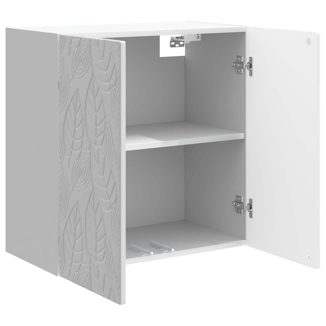 Vægmonteret skab Hvid højglans 59 x 31 x 60 cm Konstrueret træ