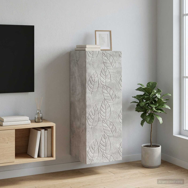 Vægmonteret skab 33 x 34,5 x 90 cm Konstrueret træ Betongrå