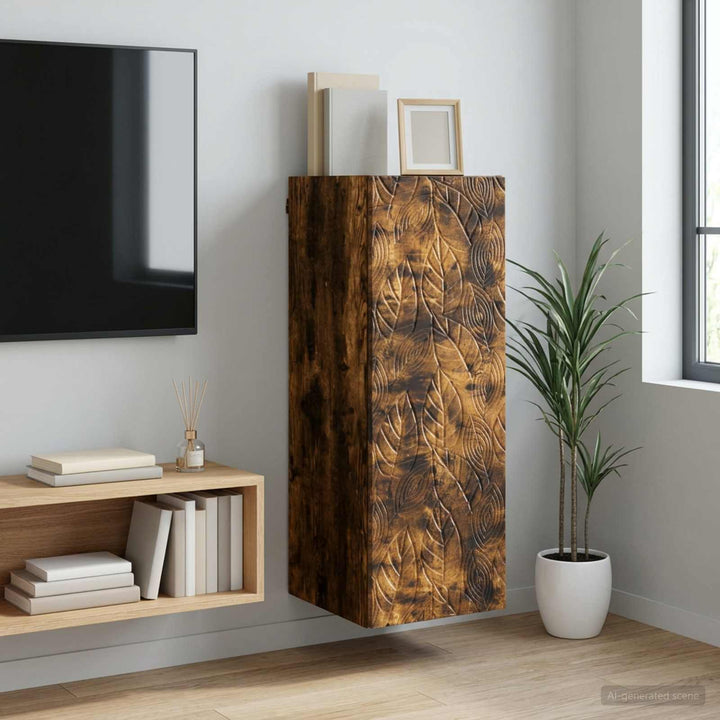 Vægmonteret skab 33 x 34,5 x 90 cm Konstrueret træ Røget eg