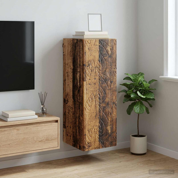 Vægmonteret skab 33 x 34,5 x 90 cm Konstrueret træ Gammelt træ