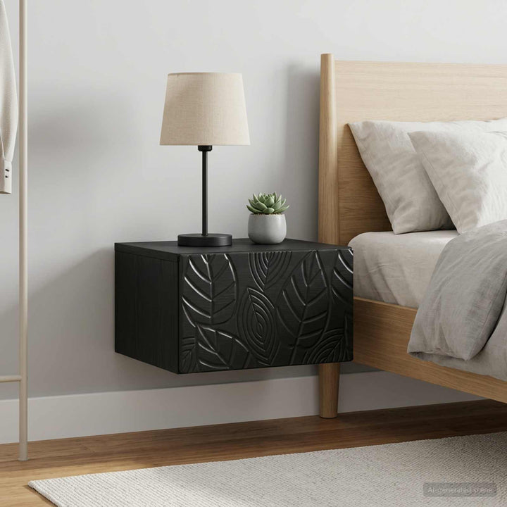 Væghængt Natbord 2 pcs Sort 49 x 34,5 x 20 cm Konstrueret træ