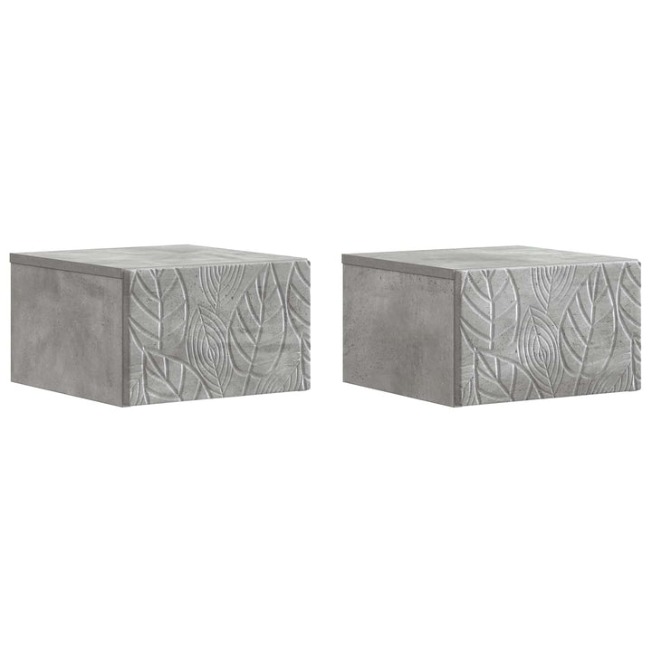 Væghængt Natbord 2 pcs Betongrå 49 x 34,5 x 20 cm