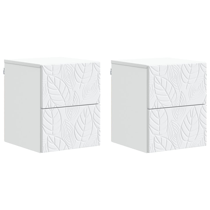Væghængt Natbord 2 pcs Hvid 34,5 x 33 x 40 cm Konstrueret træ