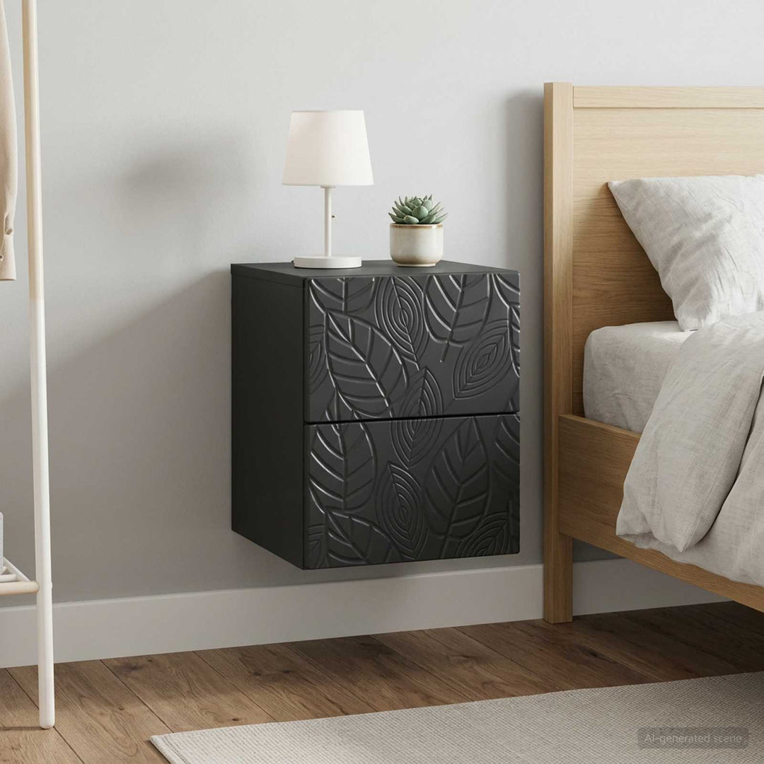 Væghængt Natbord 2 pcs Sort 34,5 x 33 x 40 cm Konstrueret træ