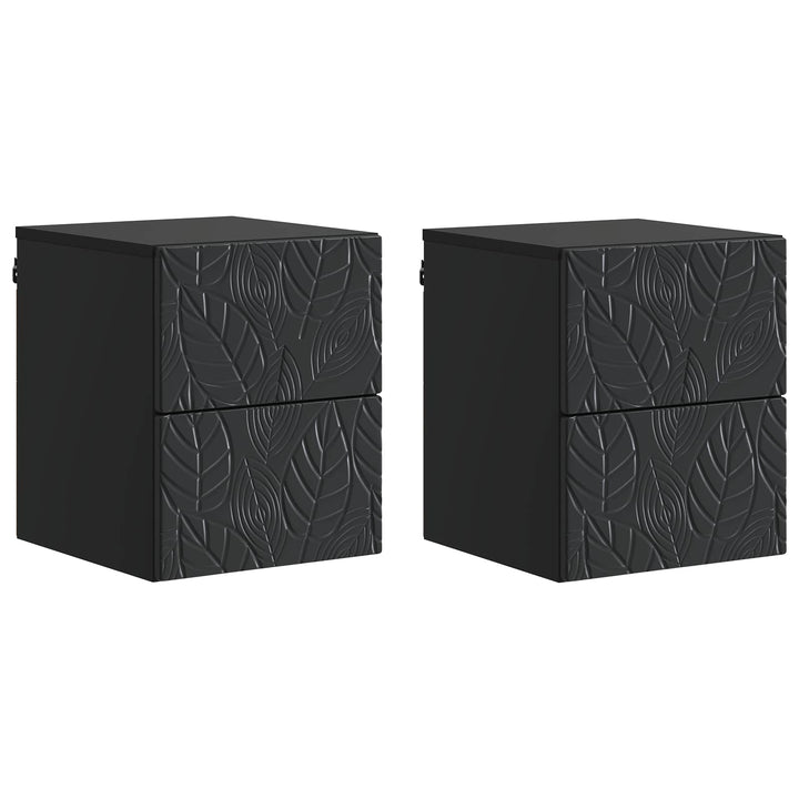 Væghængt Natbord 2 pcs Sort 34,5 x 33 x 40 cm Konstrueret træ