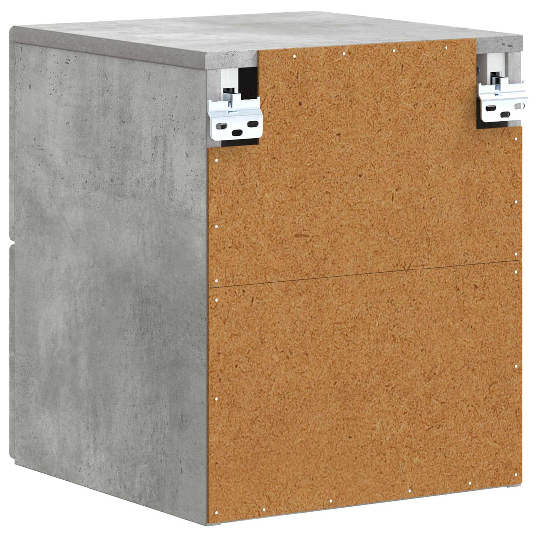 Væghængt Natbord Betongrå 34,5 x 33 x 40 cm Konstrueret træ