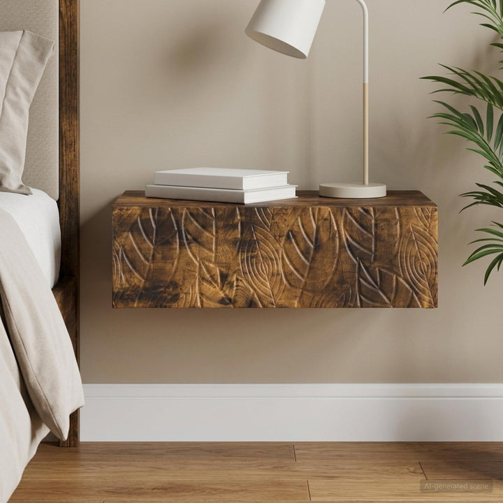Væghængt Sideskab 59 x 34,5 x 17 cm Konstrueret træ Røget eg