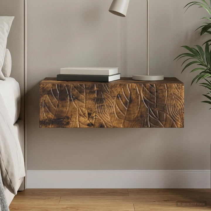 Væghængt Sideskab 87,5 x 34,5 x 17 cm Konstrueret træ Røget eg