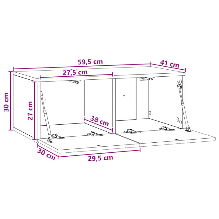 Væghængt TV-skab 59,5 x 41 x 30 cm Hvid Konstrueret træ