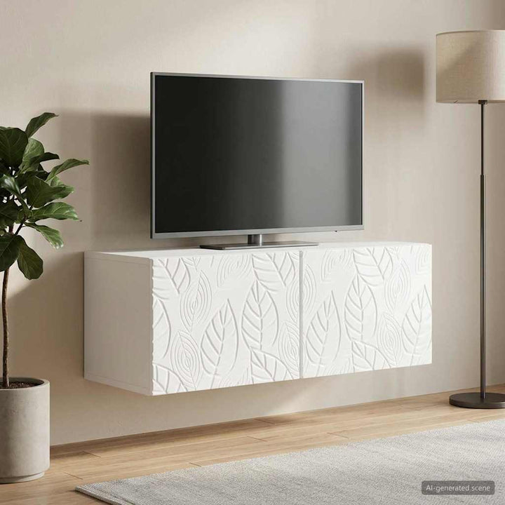 Væghængt TV-skab 98 x 41 x 30 cm Hvid højglans Konstrueret træ