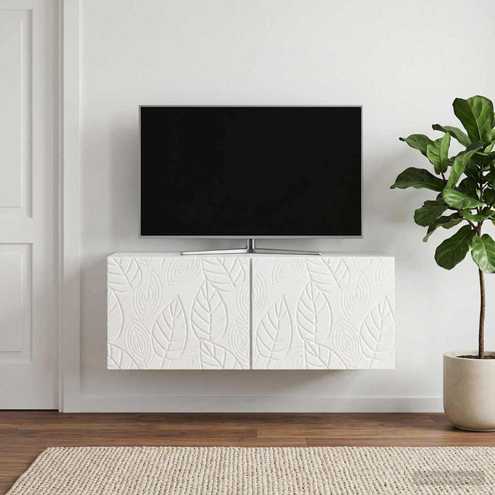 Væghængt TV-skab 98 x 41 x 30 cm Hvid højglans Konstrueret træ