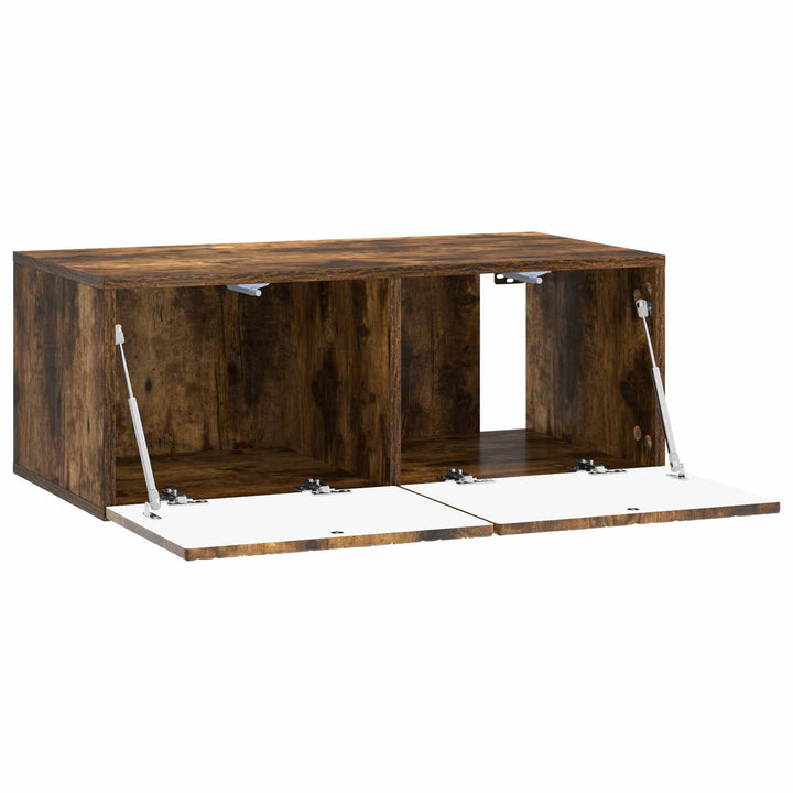 Væghængt TV-skab 98 x 41 x 30 cm Røget eg Konstrueret træ