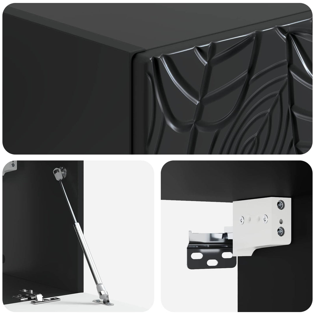 Væghængt TV-skab 98 x 31 cm Sort Konstrueret træ Vægmonteret