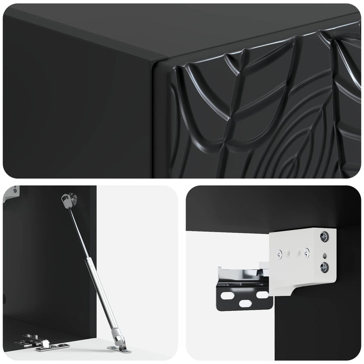 Væghængt TV-skab 98 x 31 cm Sort Konstrueret træ Vægmonteret