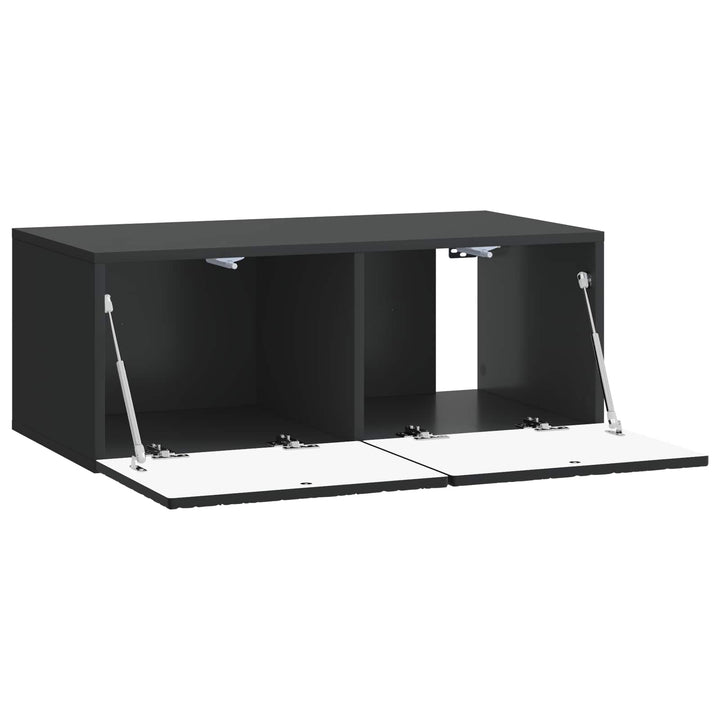 Væghængt TV-skab 98 x 31 cm Sort Konstrueret træ Vægmonteret
