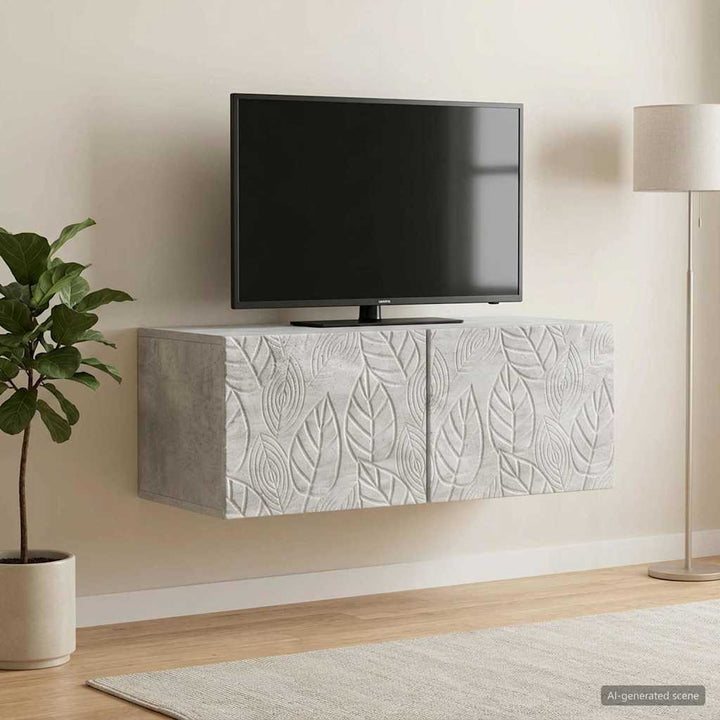Væghængt TV-skab 98 x 31 cm Betongrå Konstrueret træ