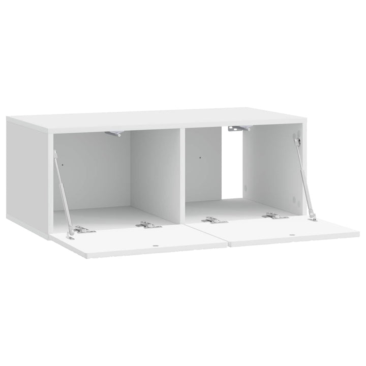Væghængt TV-skab 98 x 31 cm Hvid højglans Konstrueret træ