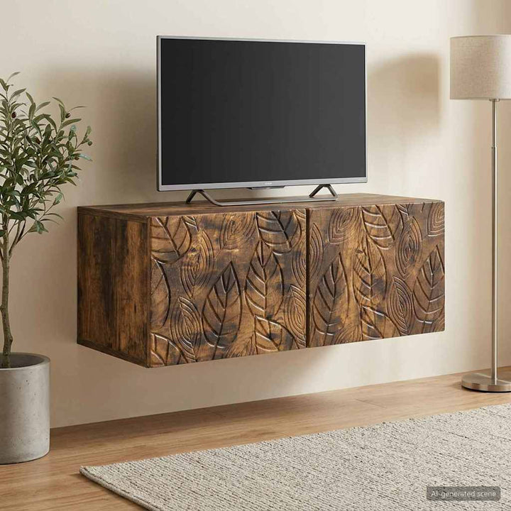 Væghængt TV-skab 98 x 31 cm Røget eg Konstrueret træ