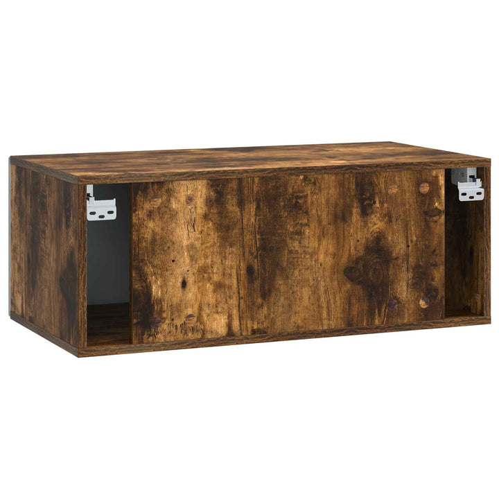 Væghængt TV-skab 98 x 31 cm Røget eg Konstrueret træ